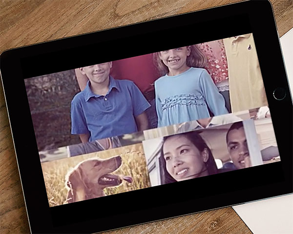 Cropped image from a customer service video, shown on an iPad